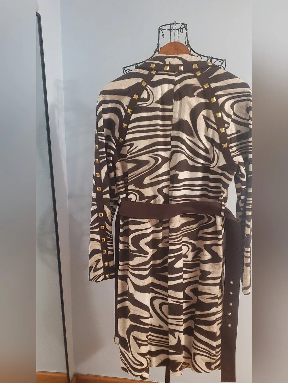 Michael Kors Chocolate Brown Lined Coat with Gold Hardware - Picture 8 of 12